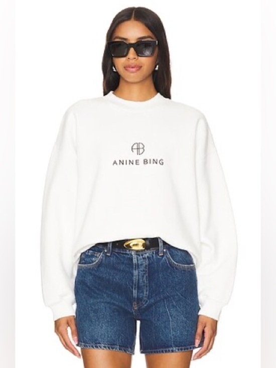 Anine Bing Tops - Anine Bing Jaci Sweatshirt Monogram Ivory Size M
